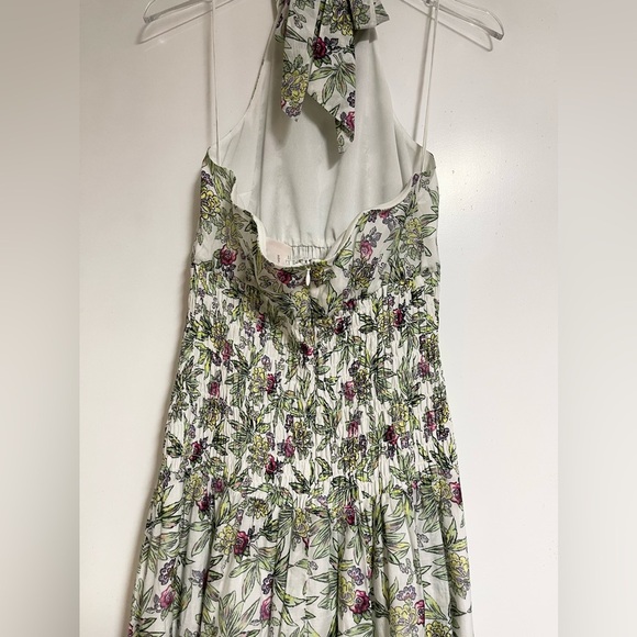 Cinq a Sept Dover Floral Midi Dress Sz 8 Halter Neck White Green Flare NEW $495 - Picture 9 of 13